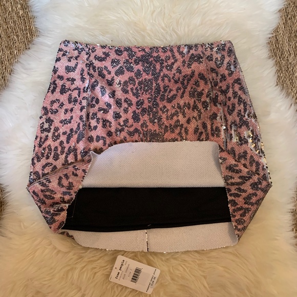 Free People Skinny Sequin Pink Cheetah Skirt Mini - Picture 5 of 9